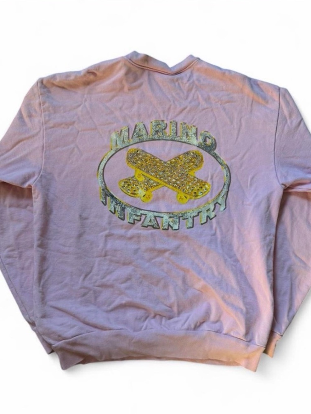 Marino Infantry Baby Pink Bling Skateboard Graphic Crewneck Sweatshirt
